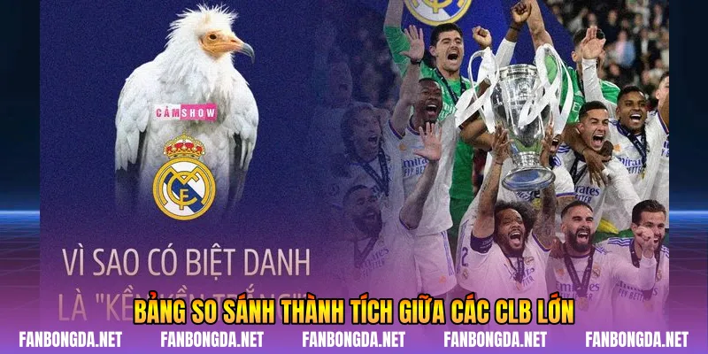 Bảng so sánh thành tích giữa các CLB lớn
